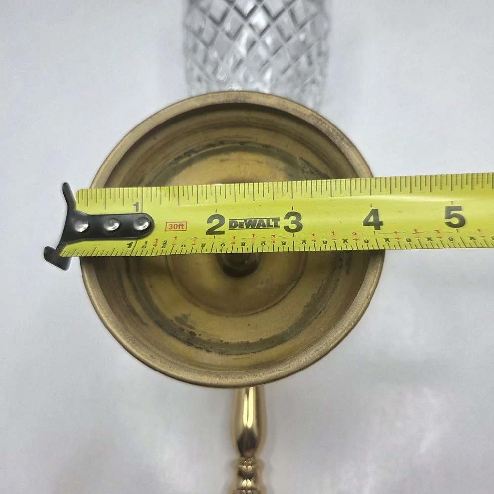 Vintage Brass Wall Sconce Etched Crystal Hurricane Shade Gold Tone 14